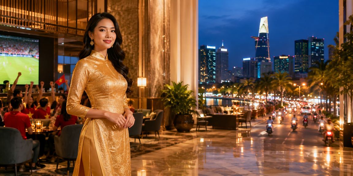 Người dùng TP. Hồ Chí Minh mặc áo dài trải nghiệm cá cược và casino trực tuyến qua điện thoại